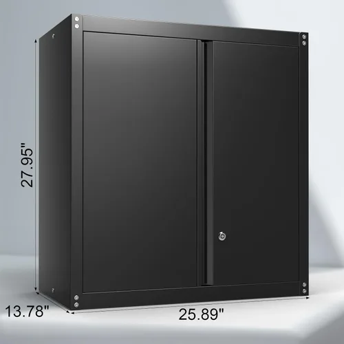 Vista 3 de Armarios de Pared para Garaje, Gabinete de Pared de Metal para Garaje con Puertas con Cerradura, Gabinete de Almacenamiento con Cerradura y Estante