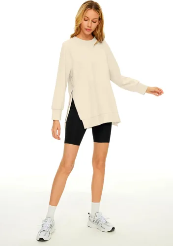 Vista 4 de EFAN Sudaderas de gran tamaño para mujer, manga larga, cuello redondo, sudaderas casuales con capucha 2024, ropa de moda de otoño
