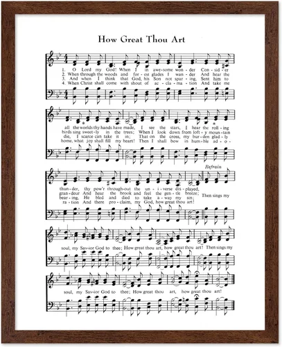 Vista 9 de Poster Master Póster de partitura de música vintage, impresión de himno retro, regalo para músico, amigo, "How Great Thou Art, himno, verso
