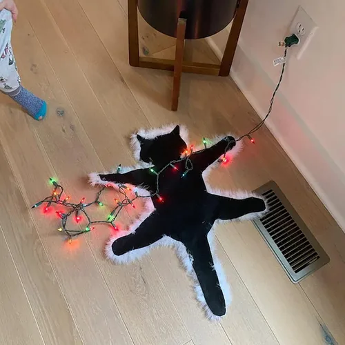 Vista 6 de Alfombra de Gato Frito - Para fans de National Lampoon, Eddie primo y Griswold, alfombra decorativa con borde de pelo que se ilumina, decoración Luz