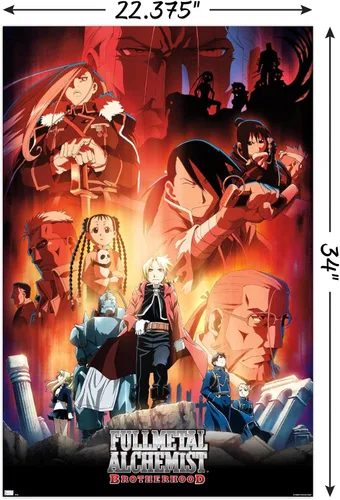Vista 3 de Fullmetal Alchemist: Brotherhood - Póster de pared Key Art 5, 34 pulgadas de largo x 22.4 pulgadas de ancho, versión sin marco