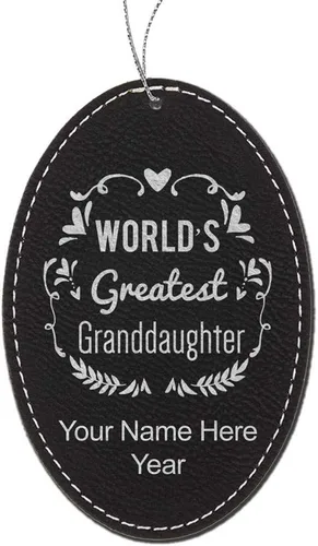 Vista 5 de LaserGram Personalized Christmas Ornament, World's Greatest Granddaughter, Faux Leather, Custom Laser Engraved Gift Idea (Oval Shape, Rustic)