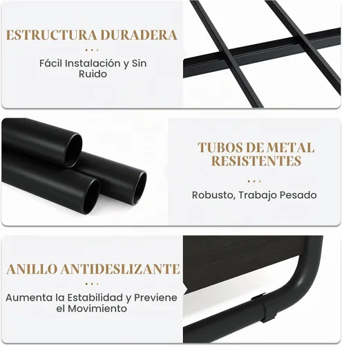 Vista 6 de SHA CERLIN Marco de cama de metal tamaño individual con cabecera de madera