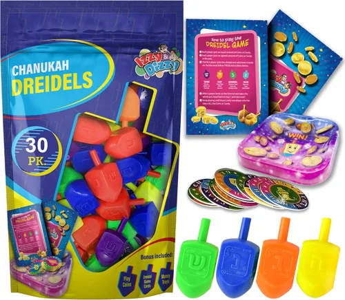 Vista 7 de Hanukkah Dreidels - Dreidel de plástico multicolor - 10 unidades medianas