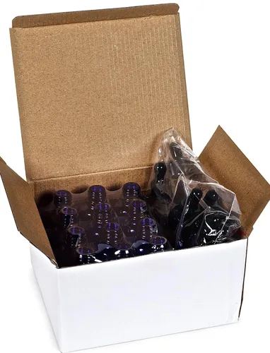 Vista 4 de 12 botellas de vidrio azul cobalto con goteros de vidrio para 2 oz
