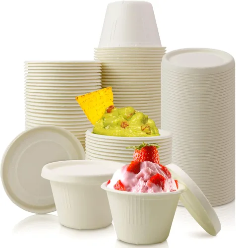 Vista 10 de Vmiapxo Paquete de 50 vasos de papel desechables de 4 onzas con tapas Marrón