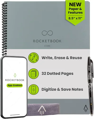 Vista 29 de Rocketbook Core - Cuaderno de espiral reutilizable, tamaño ejecutivo de 6 x 8.8 pulgadas, color negro, páginas punteadas, conectadas a