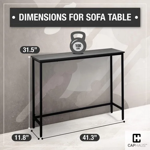 Vista 3 de Fencer - Mesa consola moderna, 41 pies, entrada, sala de estar, industrial, roble gris