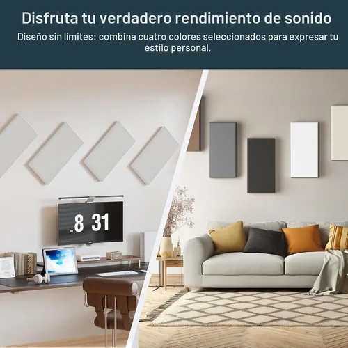 Vista 7 de Paquete de 4 paneles acústicos de núcleo de alta densidad con cubierta de tela, 24 x 12 x 2 pulgadas, paneles de pared autoadhesivos insonorizados