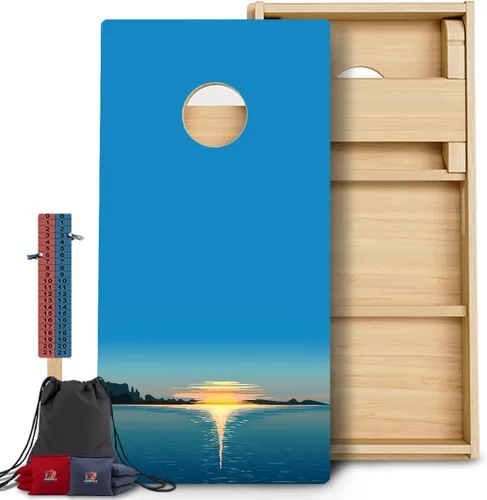 Vista 17 de CornholeGamesUSA Pro - Juego de tablas de Cornhole Fabricado en Estados Unidos Abedul báltico 3/4 Sin rebote Patas triples gruesas Dos 132
