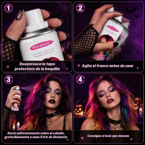 Vista 7 de Spray temporal de color rojo para el cabello para niños, mujeres