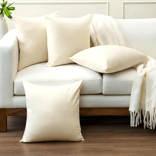 Vista 100 de Encasa Homes - Juego de 2 fundas de almohada, 16 x 16 pulgadas, lona de algodón teñidas, cuadradas, decorativas, para sofá, silla, cama y hogar Azul