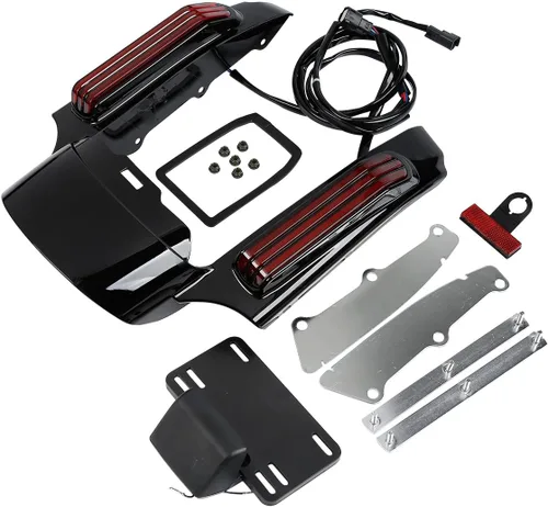 Vista 7 de TCMT Respaldo trasero con kit de luces LED para frenos, marcha atrás y señales de giro para Harley Touring Road King, Road Glide, Street Glide