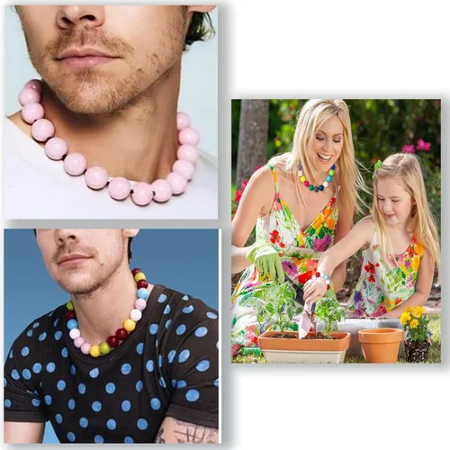 Vista 2 de Spiritlele Harry - Juego de pulseras de collar con cuentas para mujeres y hombres estilo roca gruesa gargantilla para aficionados regalo de joyería