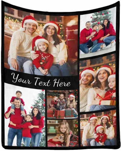 Vista 14 de MyPupSocks Manta de fotos personalizada para la familia, manta personalizada con 10 fotos y texto para mejores amigos, personaliza tus propias fotos