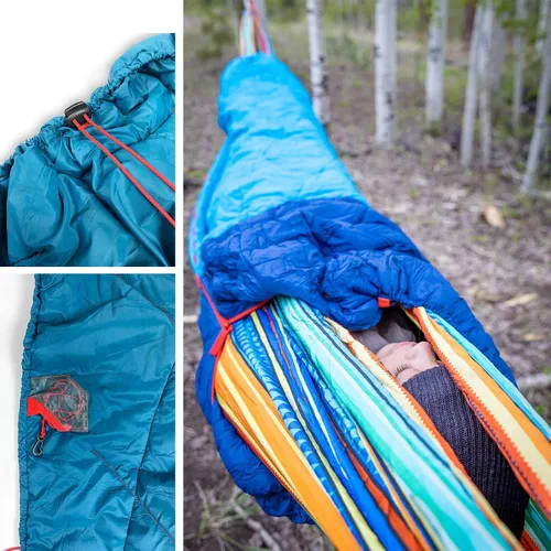 Vista 6 de Grand Trunk 360 ThermaQuilt Hamaca 3 en 1 Underquilt, manta y saco de dormir (azul/azul marino)