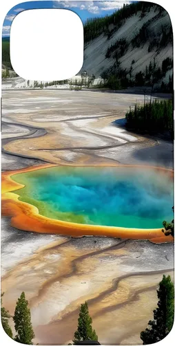 Vista 9 de Funda de vacaciones de verano para iPhone 16 Yellowstone National Park Rainbow geysers