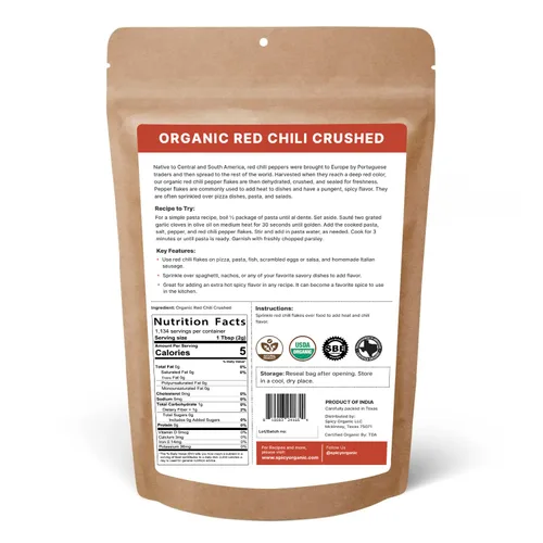 Vista 2 de SPICY ORGANIC Copos de pimiento rojo triturado de 5 libras – Especias de condimento de chiles resistentes – USDA orgánico, Kosher, sin OGM