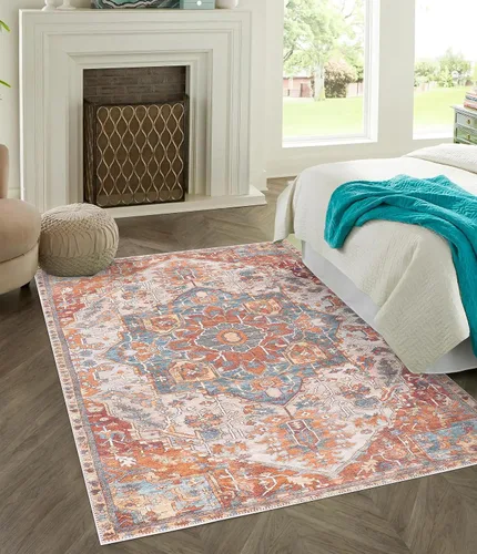 Vista 134 de GLN Rugs Traditional Collection - Alfombra de felpilla lavable a máquina, tradicional lavable, antideslizante, alfombra de felpilla de pelo corto