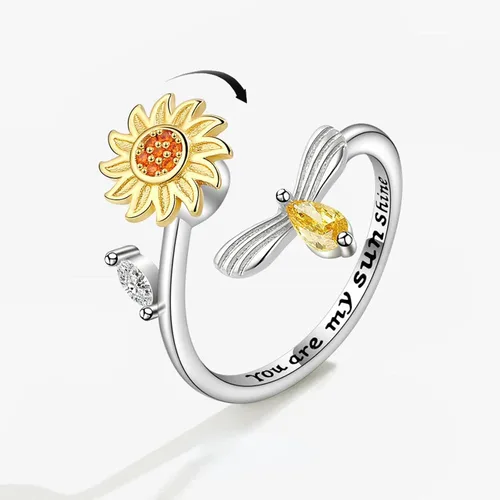 Vista 2 de Anillo de ansiedad anti estrés, anillo ajustable, joyería de fiesta para mujer