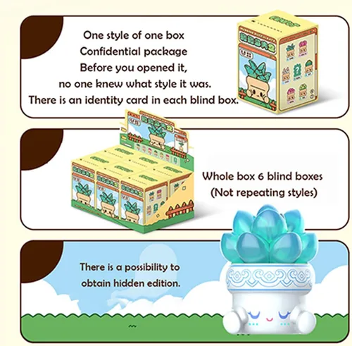 Vista 2 de Aven Rabbit Hugging Succulents 2 Series - Caja ciega de juguetes para figuras de acción lindas, modelo de regalo de cumpleaños, bolsa ciega