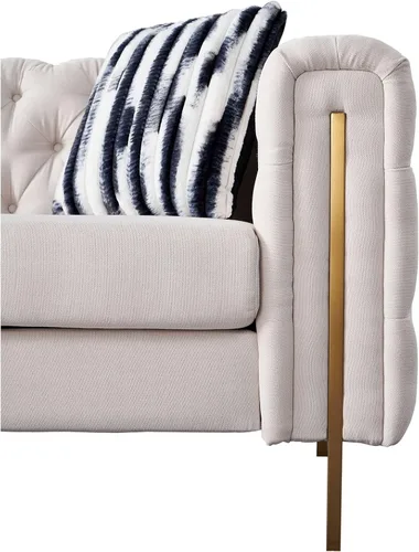Vista 7 de Daesar Sofá moderno para sala de estar, sofá de lino con brazos cuadrados, 84.25 pulgadas con sofá, color beige