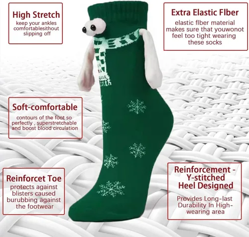 Vista 2 de SEANOTGIVEUP Calcetines magnéticos para parejas tomados de la mano, divertidos calcetines de tubo medio para mujeres y hombres, regalo novedoso