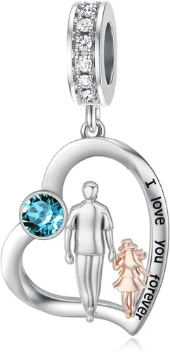 Vista 116 de PROESS Dije para padre, madre e hija, pulsera de plata de ley para pulseras, regalos de cumpleaños, día de San Valentín, para hija, madre, amante