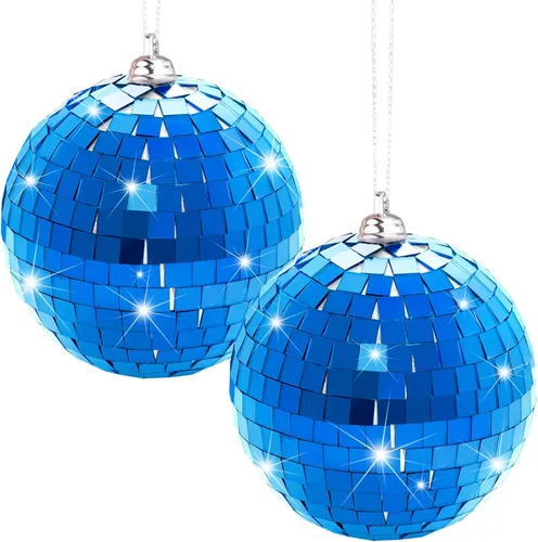 Vista 8 de 2 Piezas de Bolas de Espejo de Discoteca Bolas Colgantes para Efecto de Luz de DJ de Discoteca de los 50s 60s 70s Fiesta Decoración del Hogar