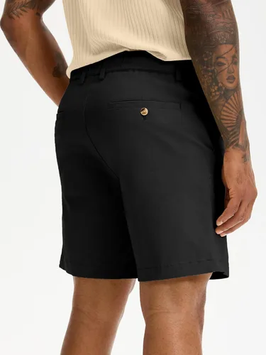 Vista 3 de Comdecevis Pantalones cortos casuales de algodón de ajuste clásico para hombre de 7 pulgadas, pantalones cortos chinos con cintura elástica