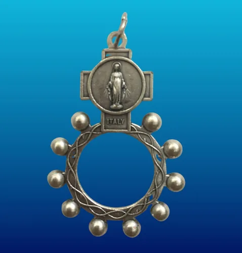 Vista 2 de Anillo de rosario católico indestructible, paquete de 5 (medalla milagrosa), Metal, Sin piedras preciosas