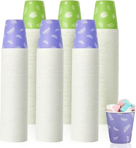 Vista 9 de LITOPAK Paquete de 600 vasos de papel de 5 onzas, coloridos vasos desechables para enjuague bucal, pequeños vasos desechables, mini vasos de papel