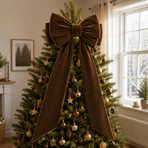 Vista 18 de Arco gigante de terciopelo para decoración de árbol de Navidad, 39 x Negro