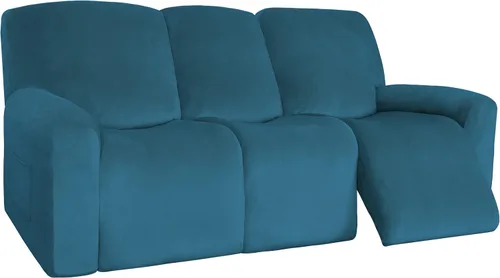 Vista 17 de Easy-Going Sofá biplaza reclinable de terciopelo con funda de consola central, fundas elásticas para sofá reclinable de 8 piezas, funda de sofá