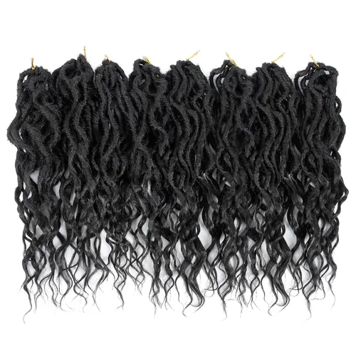 Vista 5 de Rizos de cabello sintético tejido en crochet de 16 pulgadas, 8 paquetes, Rizos de cabello tejido en crochet pre-enlazados con extremos rizados