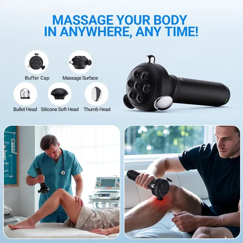 Vista 3 de Pistola de masaje Pro Max de terapia de vibración, masajeador muscular de tejido profundo de mano de 6500 RPM, masaje de liberación de fascia
