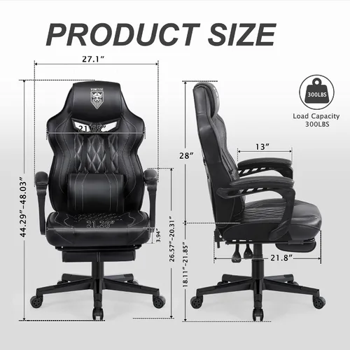 Vista 3 de Vonesse Silla para Videojuegos, Silla de Oficina para Computadora con Reposapiés, Sillas Reclinables para Juegos para Adultos, Silla Ergonómica