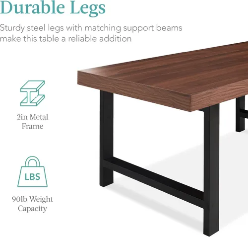 Vista 7 de Best Choice Products Mesa de centro moderna de 44 pulgadas, mesa de centro grande con parte superior de carnicero, mesa de centro rectangular