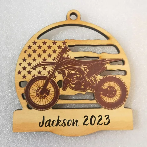 Vista 4 de Adorno de moto de motocross, adornos de motocicleta para hombre y niño, adorno de Navidad de bicicletas, regalo para amantes de las carreras, hijo