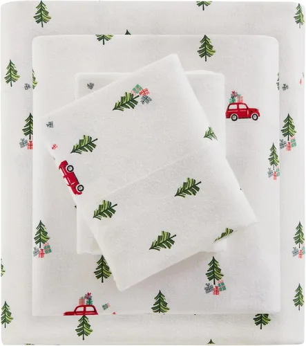 Vista 16 de Woolrich - Juego de sábanas de algodón con estampado de dijes de cabaña, sábanas de franela 100% algodón, juego de ropa de cama cálido y mullido