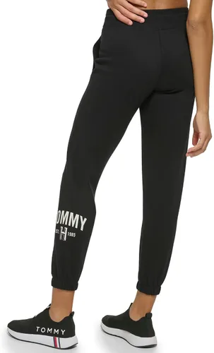 Vista 3 de Tommy Hilfiger Women's Easy Fit Rib Waistband & Elastic Cuffs Printed Graphic on Side Calf Jogger