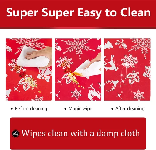 Vista 2 de UMINEUX Mantel de Navidad con reverso de franela, mantel de vinilo impermeable y lavable para fiestas de Navidad, bodas, vacaciones, decoración Alce