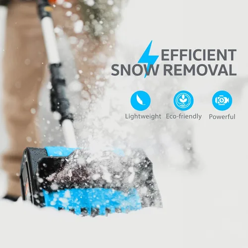 Vista 2 de AlphaWorks Pala de nieve inalámbrica, lanzador de nieve eléctrico de 20 V 2 Ah CC, batería extraíble, diseño ligero, camino de limpieza de 10 x 5