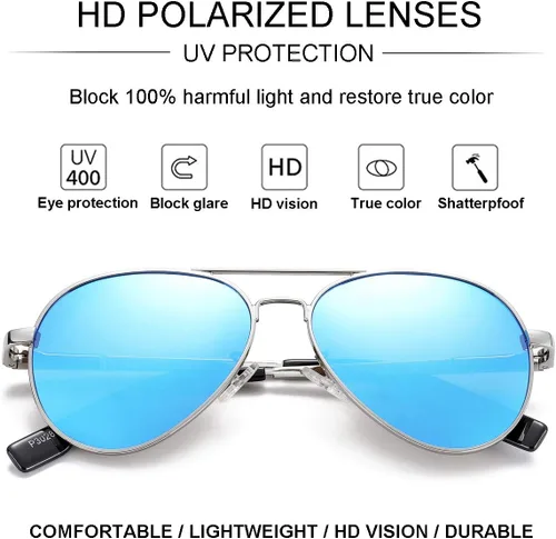 Vista 4 de Gleyemor Gafas de sol de aviador pequeñas para mujeres y hombres, marco pequeño de 2.047 in, polarizados, aviadores para cara pequeña