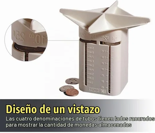 Vista 4 de MMF Industries Oferta de monedas Centavos a cuartos Lados ranurados Cuatro compartimentos Plástico duradero de alto impacto