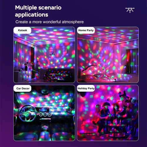 Vista 4 de Paquete de 2 luces recargables de bola de discoteca activadas por sonido para interiores
