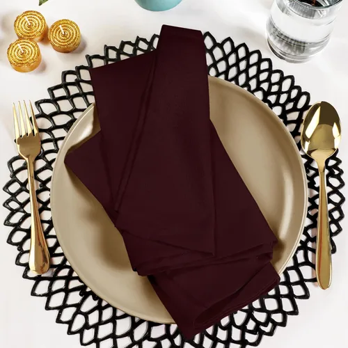 Vista 8 de Utopia Kitchen Servilletas de tela burdeos [12 unidades, 18 x 18 pulgadas] mezcla de algodón absorbente, lavables y reutilizables, para cenas