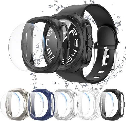 Vista 13 de [Paquete de 5+5] Funda protectora de pantalla para Galaxy Watch 7 de 40 mm, cubierta protectora impermeable + protector de pantalla de vidrio
