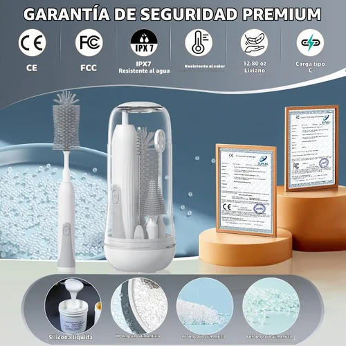 Vista 6 de Limpiador de cepillo eléctrico portátil con caja de almacenamiento, kit 4 Gris