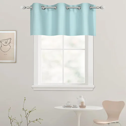 Vista 58 de DECOVSUN Cenefa de cortina opaca amarilla brillante para ventanas de cocina, cenefa opaca con ojales para dormitorio, cenefa corta y recta para sala